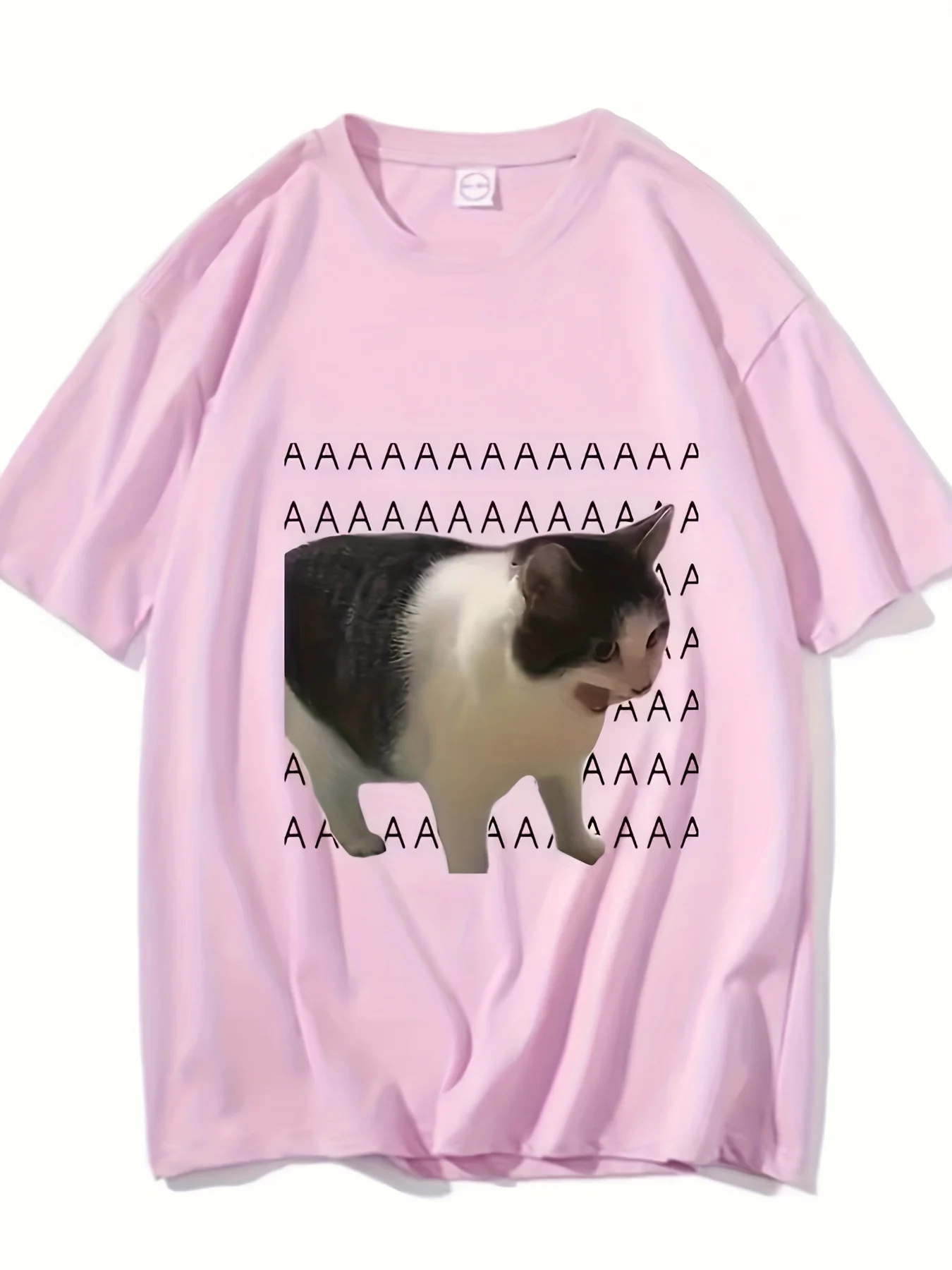 Funny Crying Cat Printed T-Shirt Men's Harajuku Street Casual Fashion Top Short Sleeved Casual Versatile