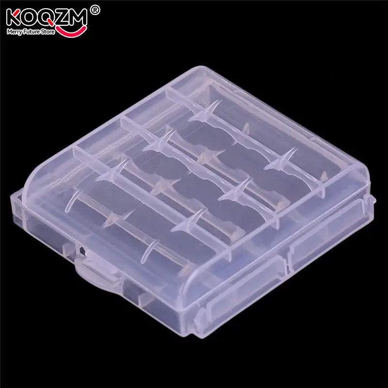 10pcs/pack White Plastic Battery Storage Box Hard Plastic Case Cover Holder For 4pcs AA AAA Batteries Transparent