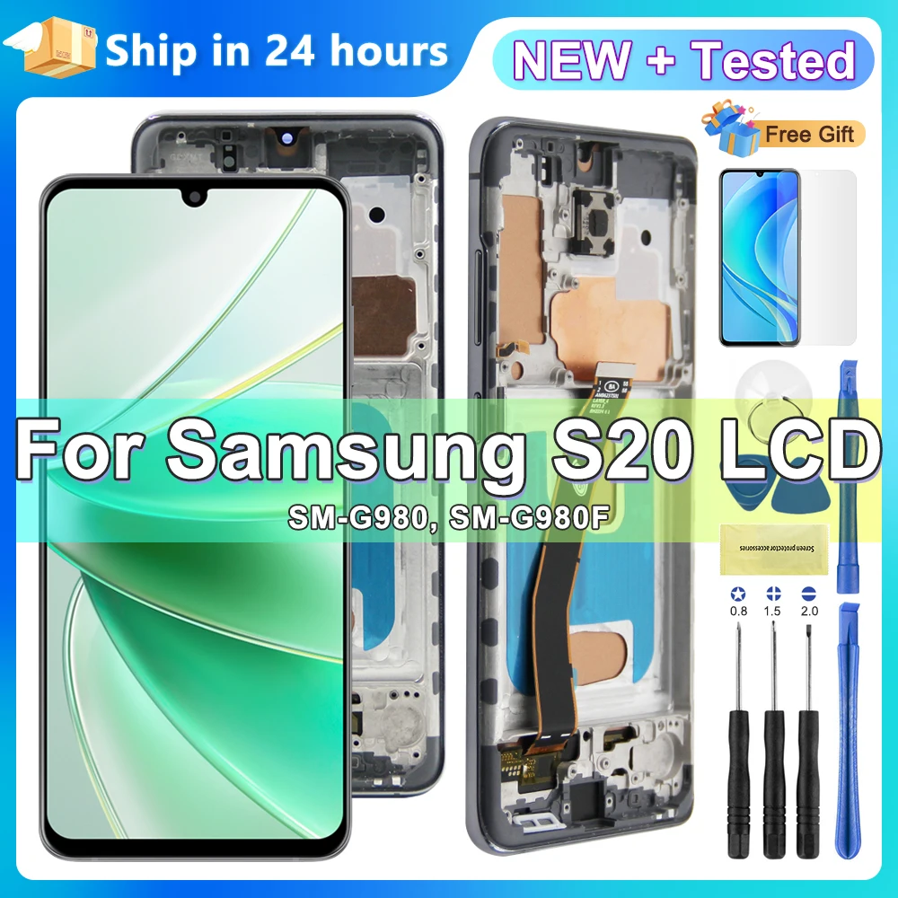 tft Screen for Samsung Galaxy S20 5G G980 G980F G980F/DS Lcd Display Digital Touch Screen with Frame S20 4G Replacement