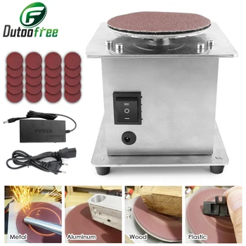 12-24V Mini Table Disc Sander Electric Rotary Polisher Adjustable 7 Variable Speeds with 20pcs Sanding Discs for Polishing Grinding