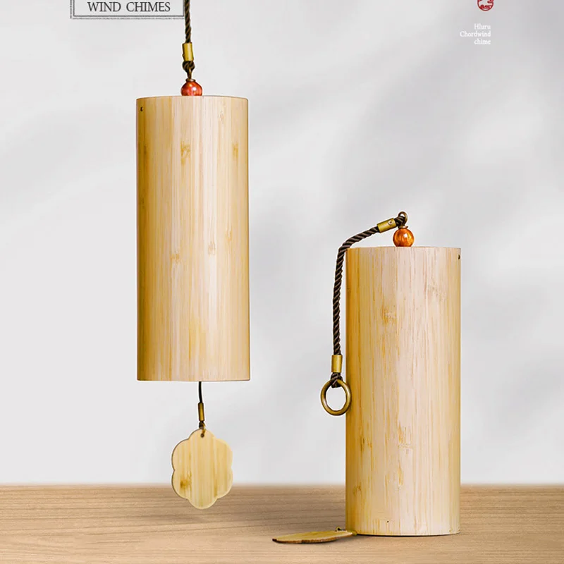 Hluru Bamboo Windchime Furin Wind Chime 8 Notes Rod Chord Crafted Bell for Outdoor Garden Decor Patio Home Zen Decoration