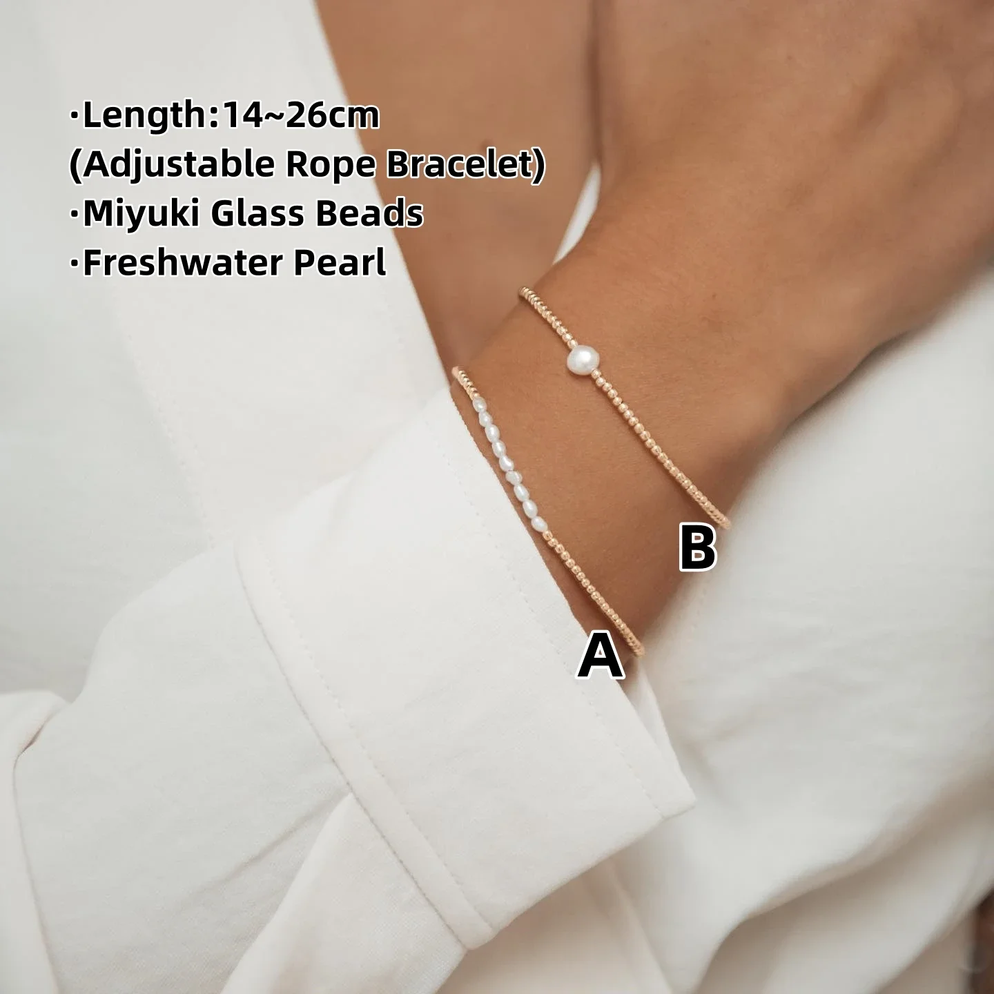 CCGOOD Miyuki Pearl Bracelet 18K Gold Plated Minimalist Jewelry Dainty Stackable Hypoallergenic Natural Bead for Women
