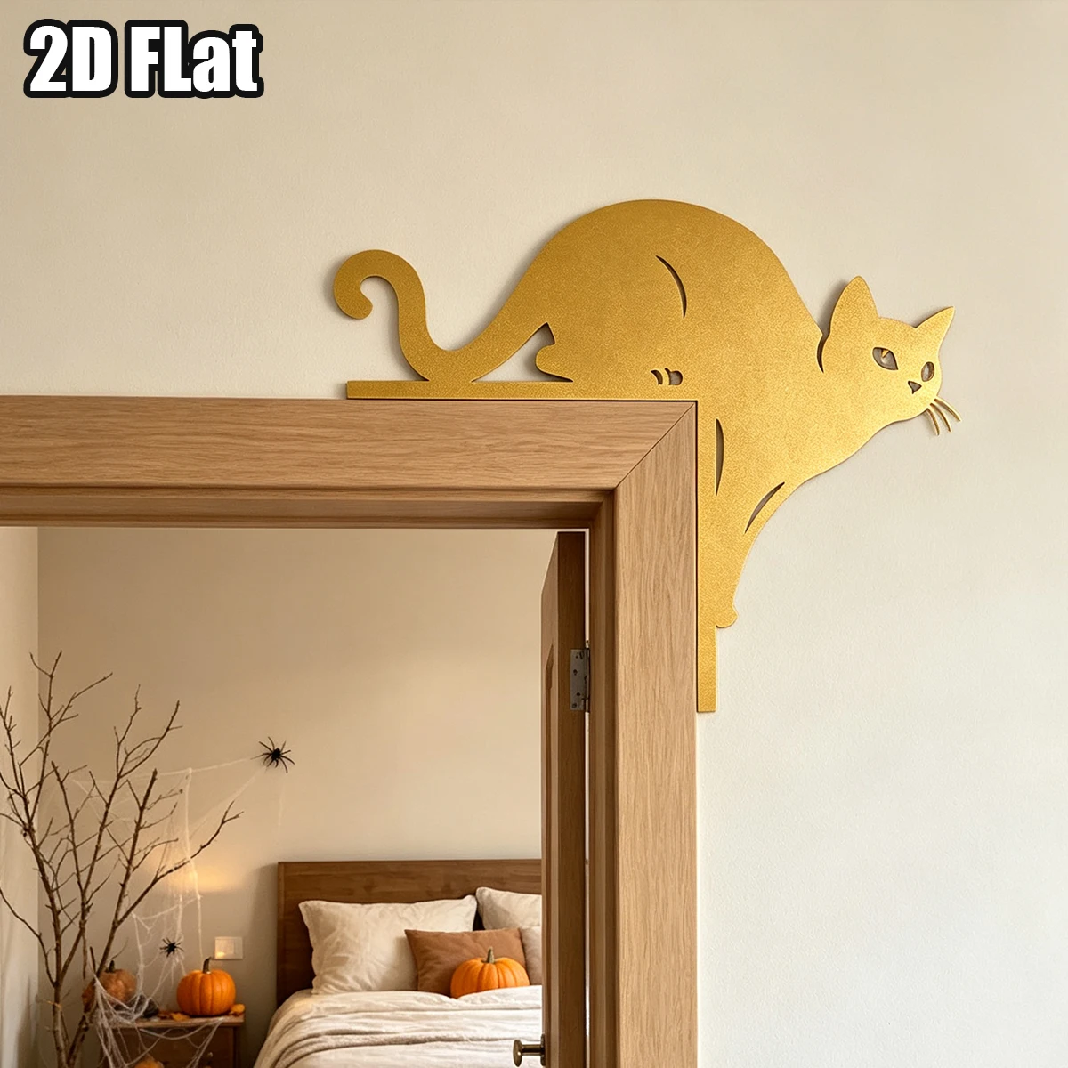1Pc Halloween Cat Metal Wall Art,Door Corner Art,for Home Room Wedding Party Decor,As Halloween Christmas birthday Gift