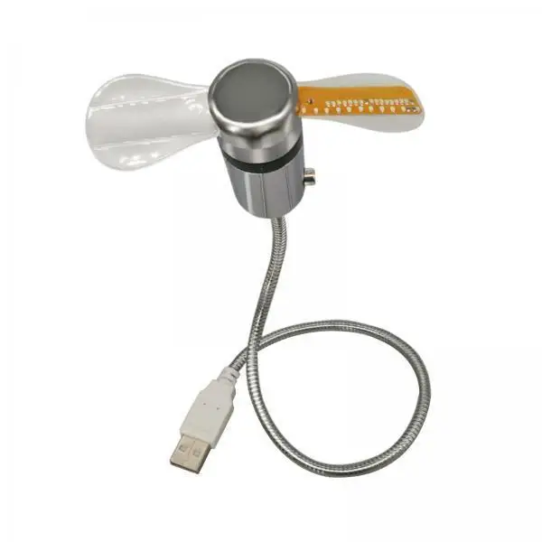 USB Powered Gooseneck Cooling Fan with LED Time Temperature Display Flexible Mini Fan for Office Home Travel