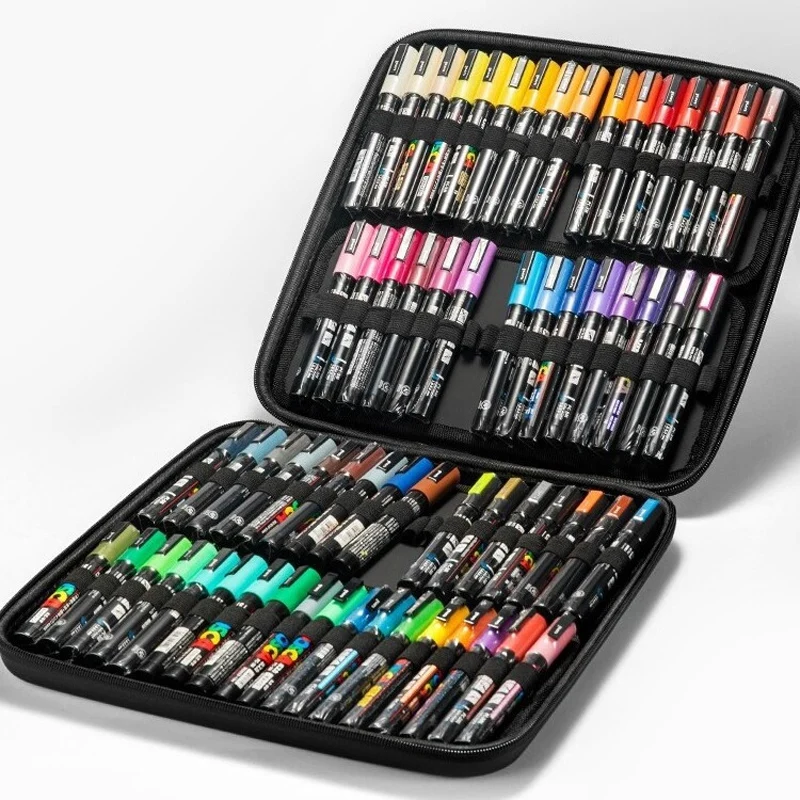 POSCA Marker Pen Set PC-1M/3M/5M All Colors with 24/36/72 Slots Marker Storage Organizer Portable Zipper Case Bag Paint