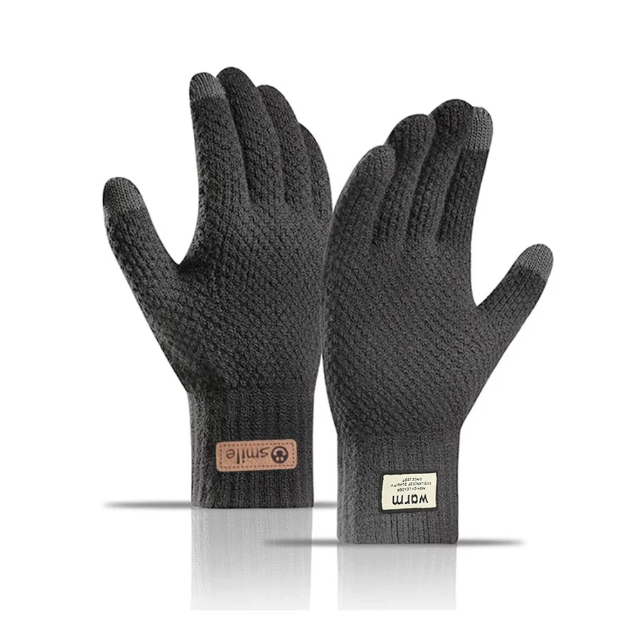 Guantes de lana para hombre, manoplas cálidas para pantalla táctil, de punto, para invierno, novedad de 2024