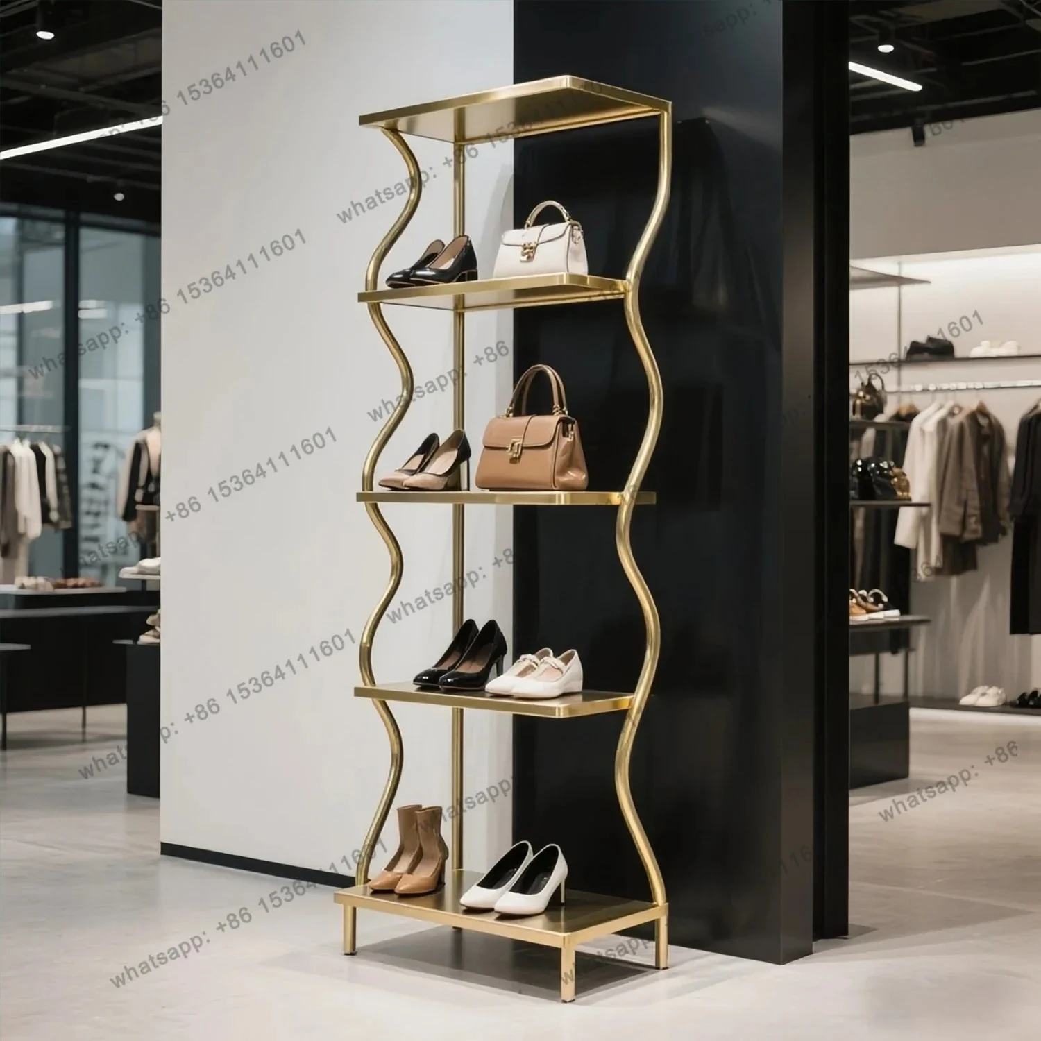 

Storage Display Rack, Window Stainless Steel Rack, Multi-layer Storage Rack, Shoe Boutique Product Display Designer Model