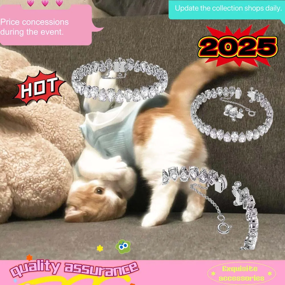 

Hot selling irregular white crystal bracelet high-end jewelry Mother's Day romantic gift cat accessories