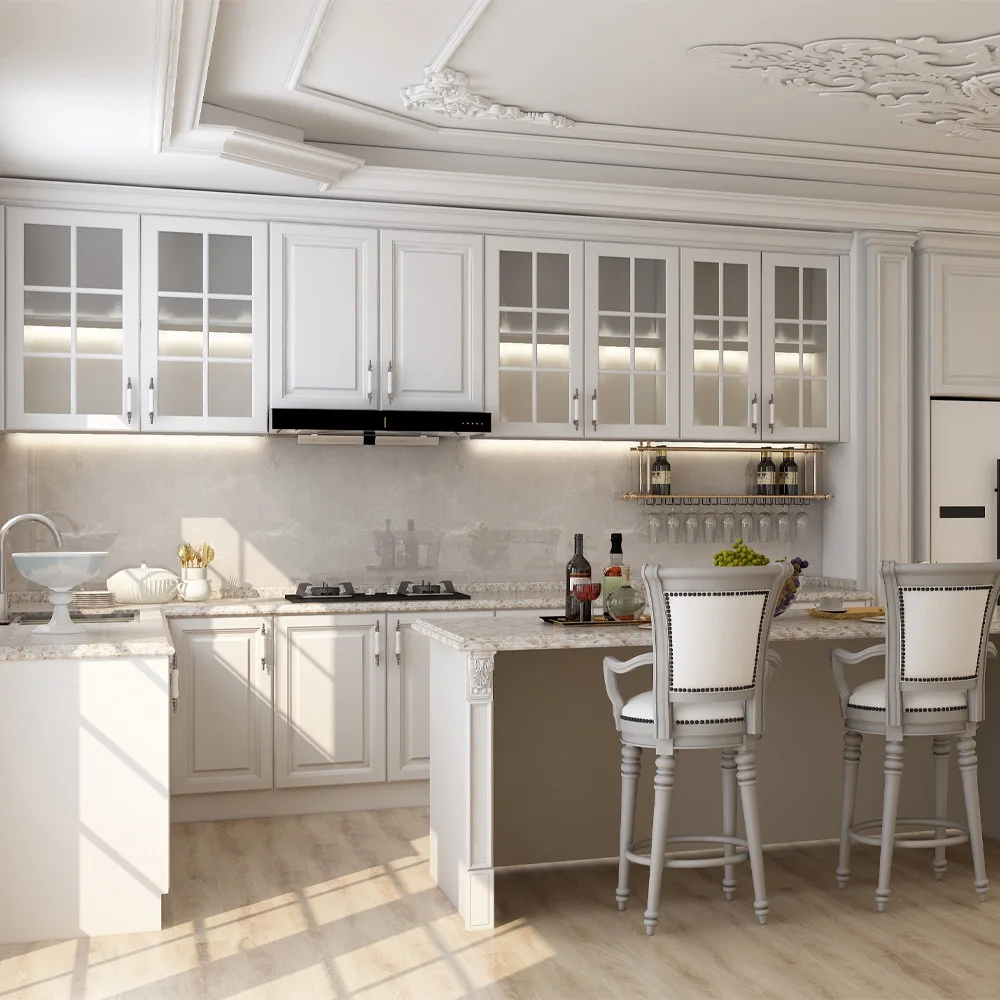 Solid Wooden Antique American Simple Kitchen Cabinet Whole House Customization Furniture Rustic Home Kitchen Cabinet