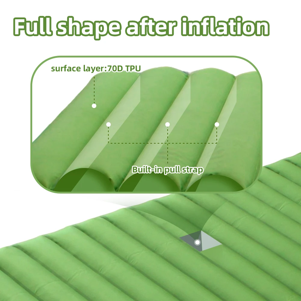 Lightweight TPU Self-Inflating Folding Air Bed Camping Sleeping Mat with Pillow Built-in Pedal Pump Inflatable Sleeping Mat