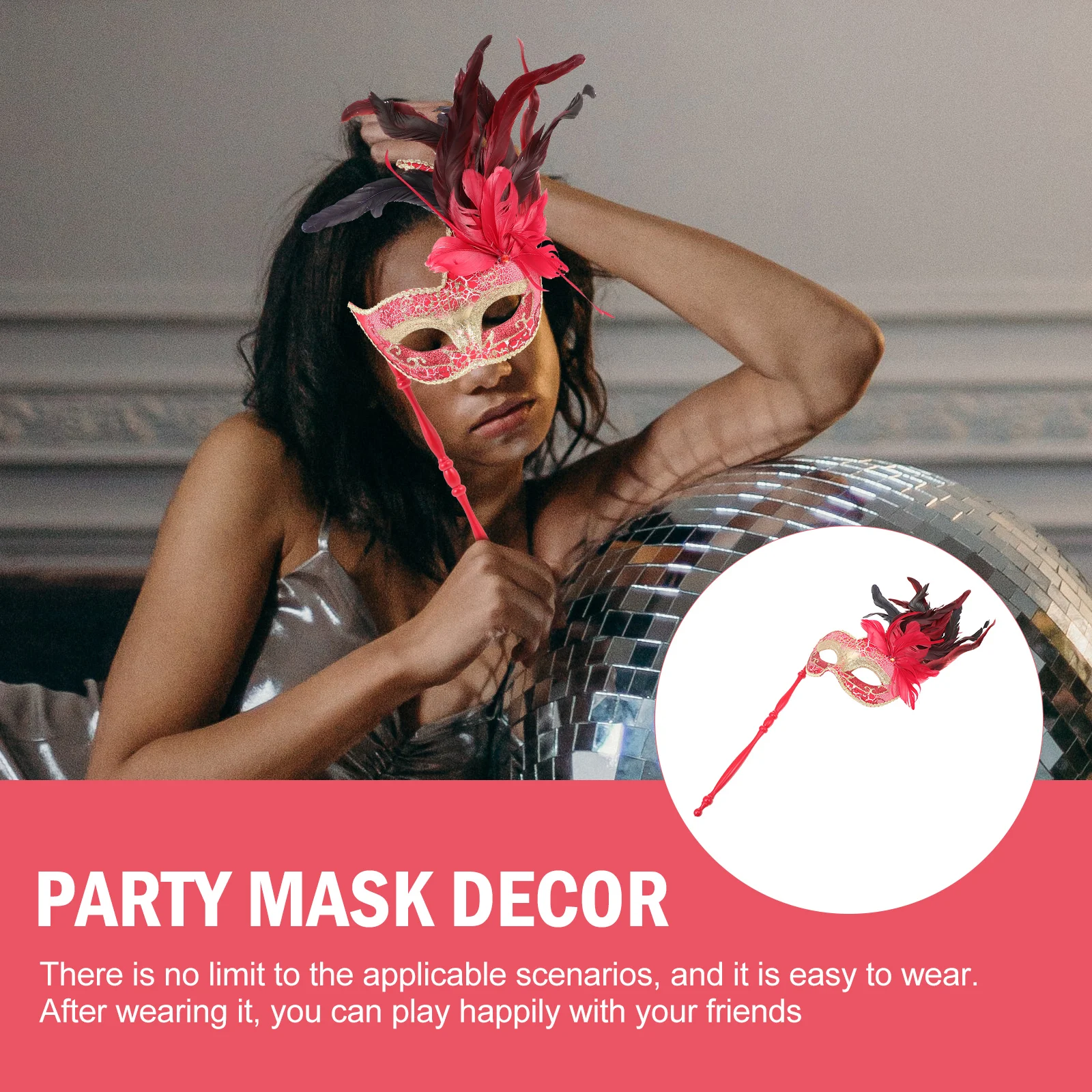 

Delicate Halloween Party Masquerade With Stick Costume Decor Festival Gift Stage Performance Prop Costume Accessory
