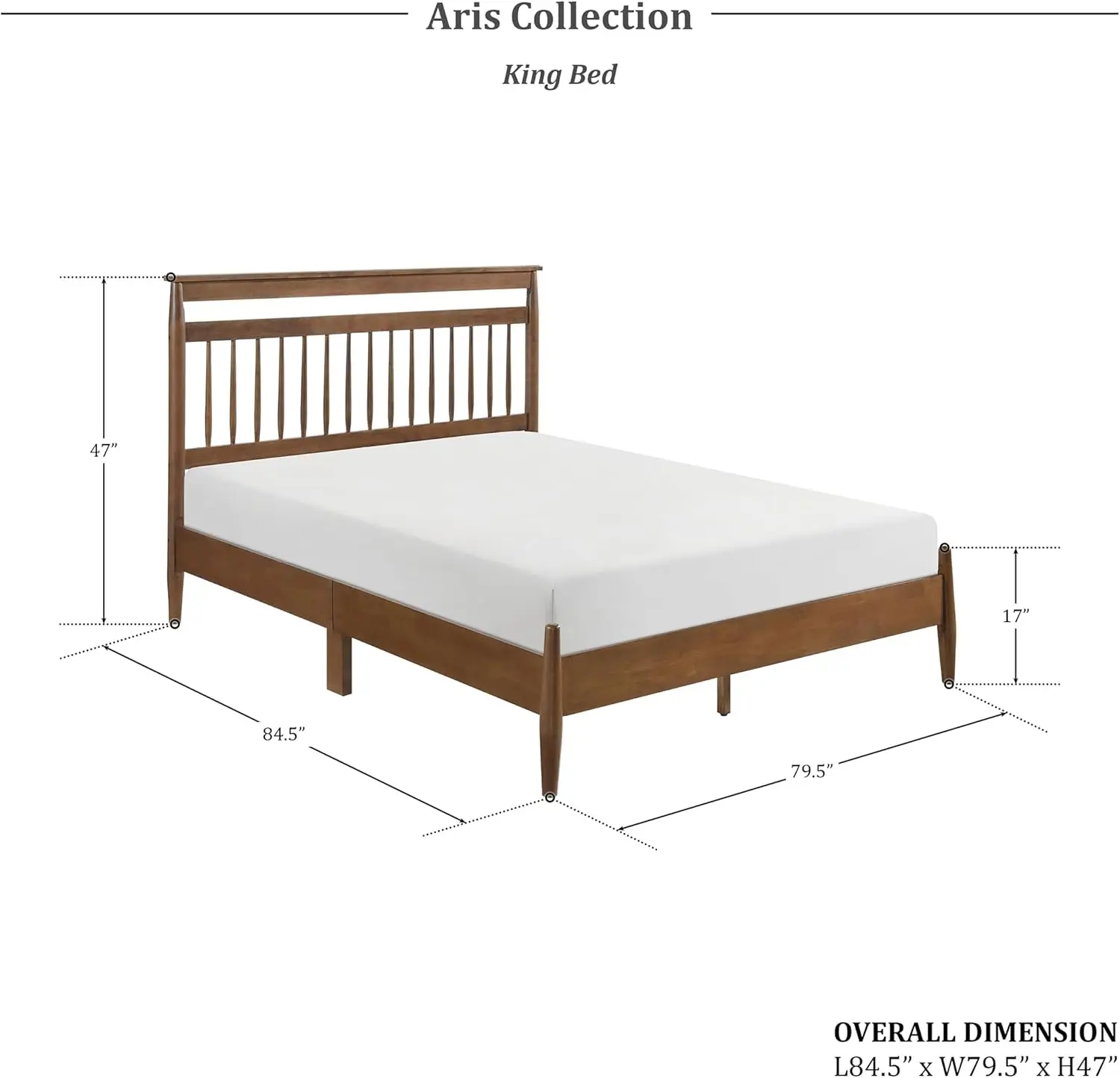 Lexicon Bed Frame With Headboard, Mid Century Modern Bed Frame With Spindle Headboard, Wood Platform Bed Frame Mattress