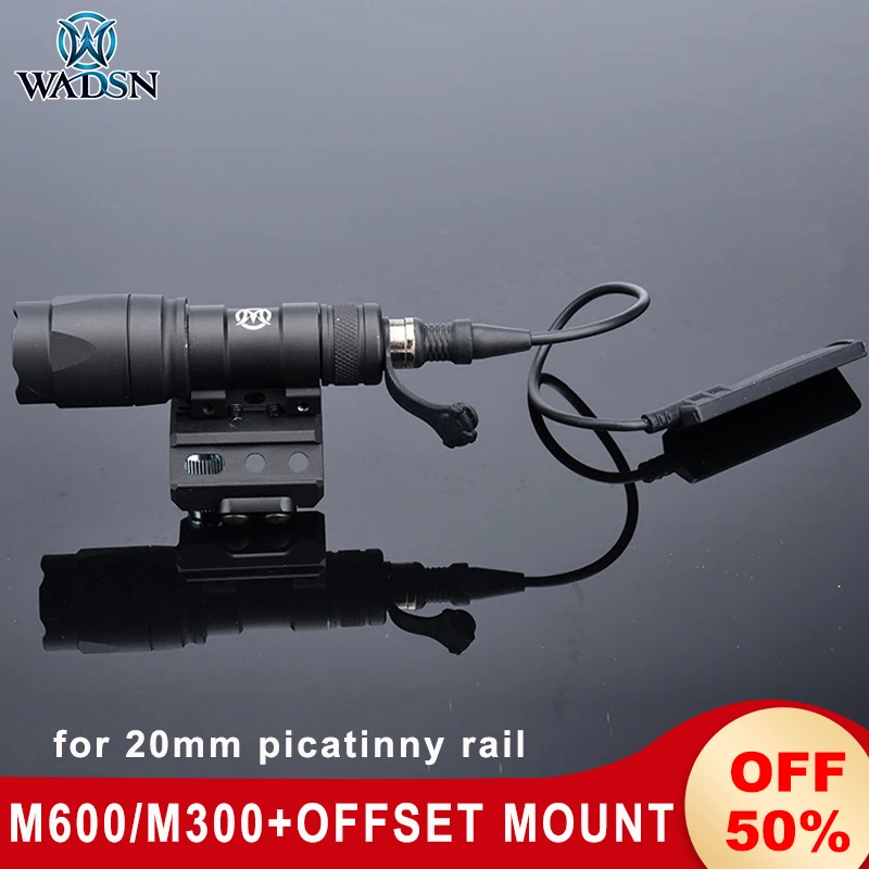 

Wadsn Metal M300A M600C Tactical Flashlight Offset Mount M600 M300 Scout Light Base Fit Picatinny Rail Airsoft Hunting Lamp