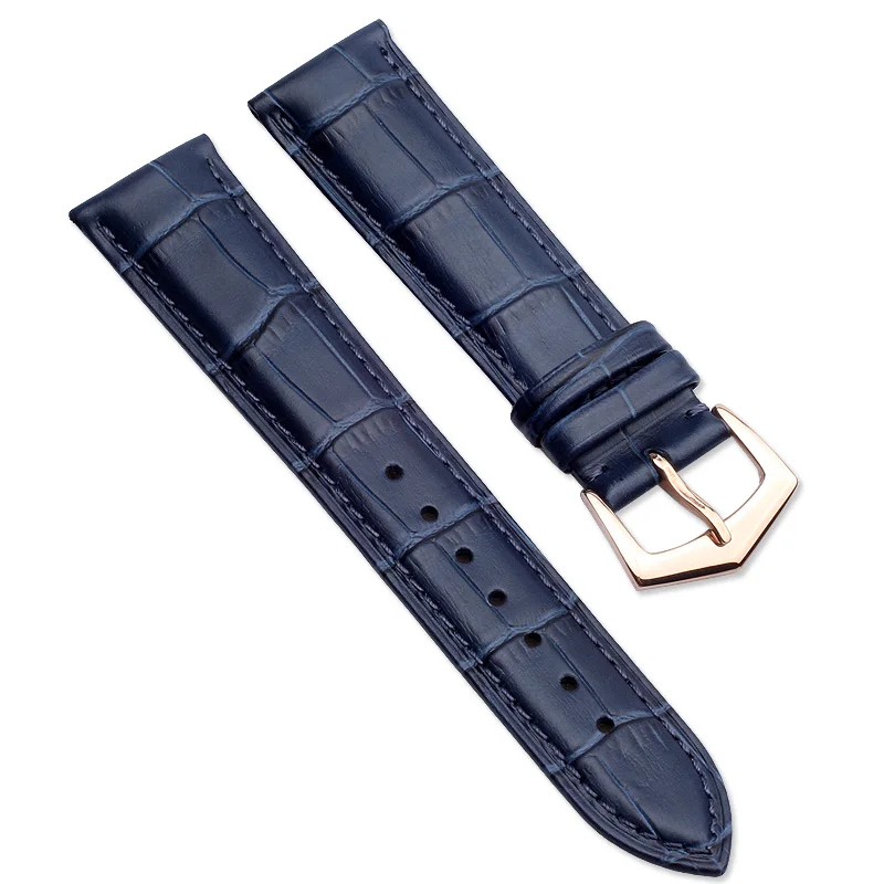 First layer cowhide watch strap For Patek Philippe 18mm 19mm 20mm Black brown white blue watchband silver rose gold pin buckle