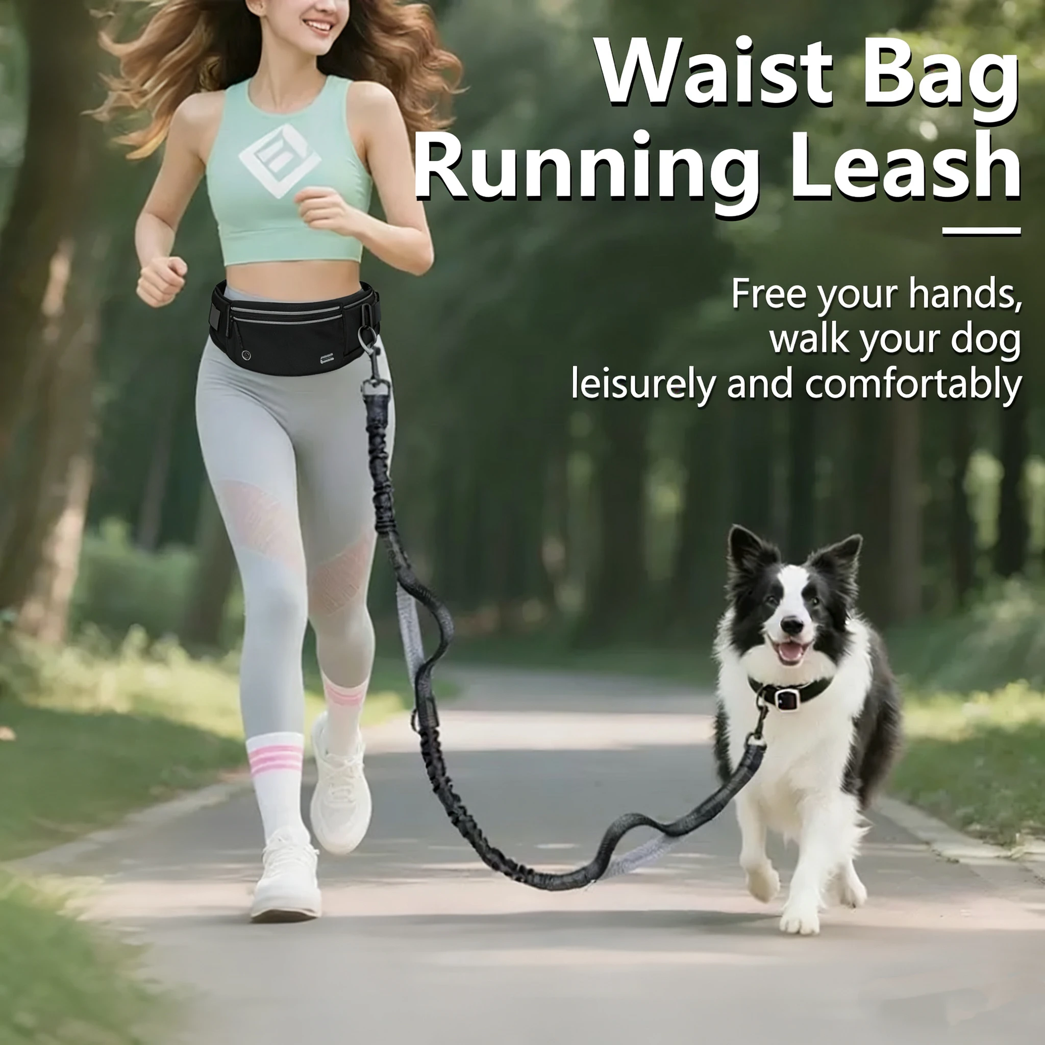 

Reflective Nylon Running Dog Leash with Waist Pack for Outdoor Sports Explosion-proof and Telescopic Pet Training Gear
