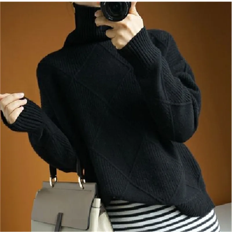Autumn Winter Women Sweater Korean Fashion Warm Bottoming Shirts Turtleneck Basic Knitwear Solid Long Sleeve Pullovers Tops