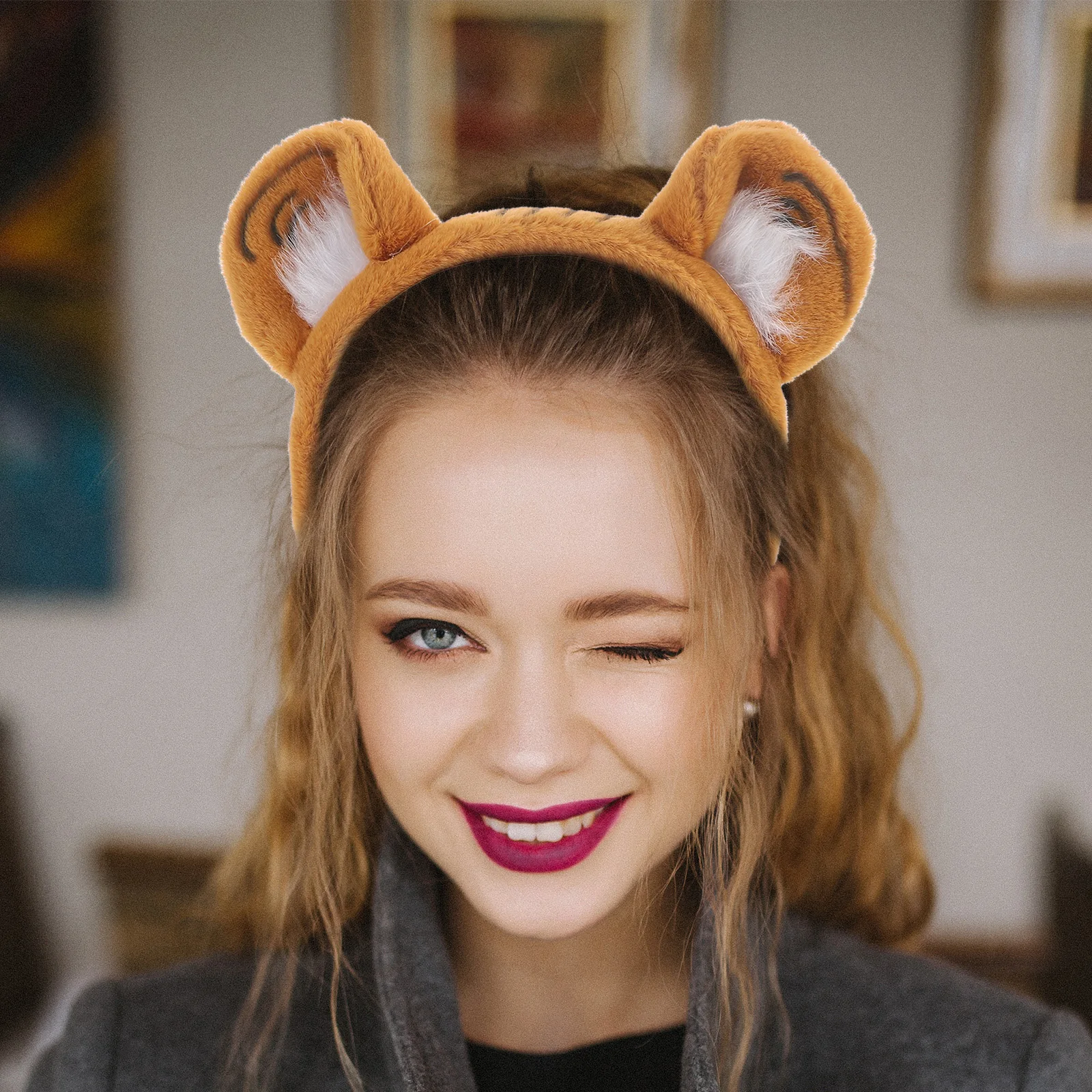 

Tiger Ear Headband Hairband For Women Girls Party Costumes Animal Ears Accessories Cartoon Tiger Prop Long Wear Hairstyles