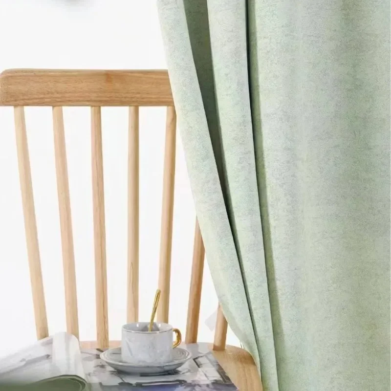 

Light Luxury Bedroom Blackout Curtains Large Area Living Room Curtain Simple Room Sunscreen Drape Thick Drapes custom size tulle