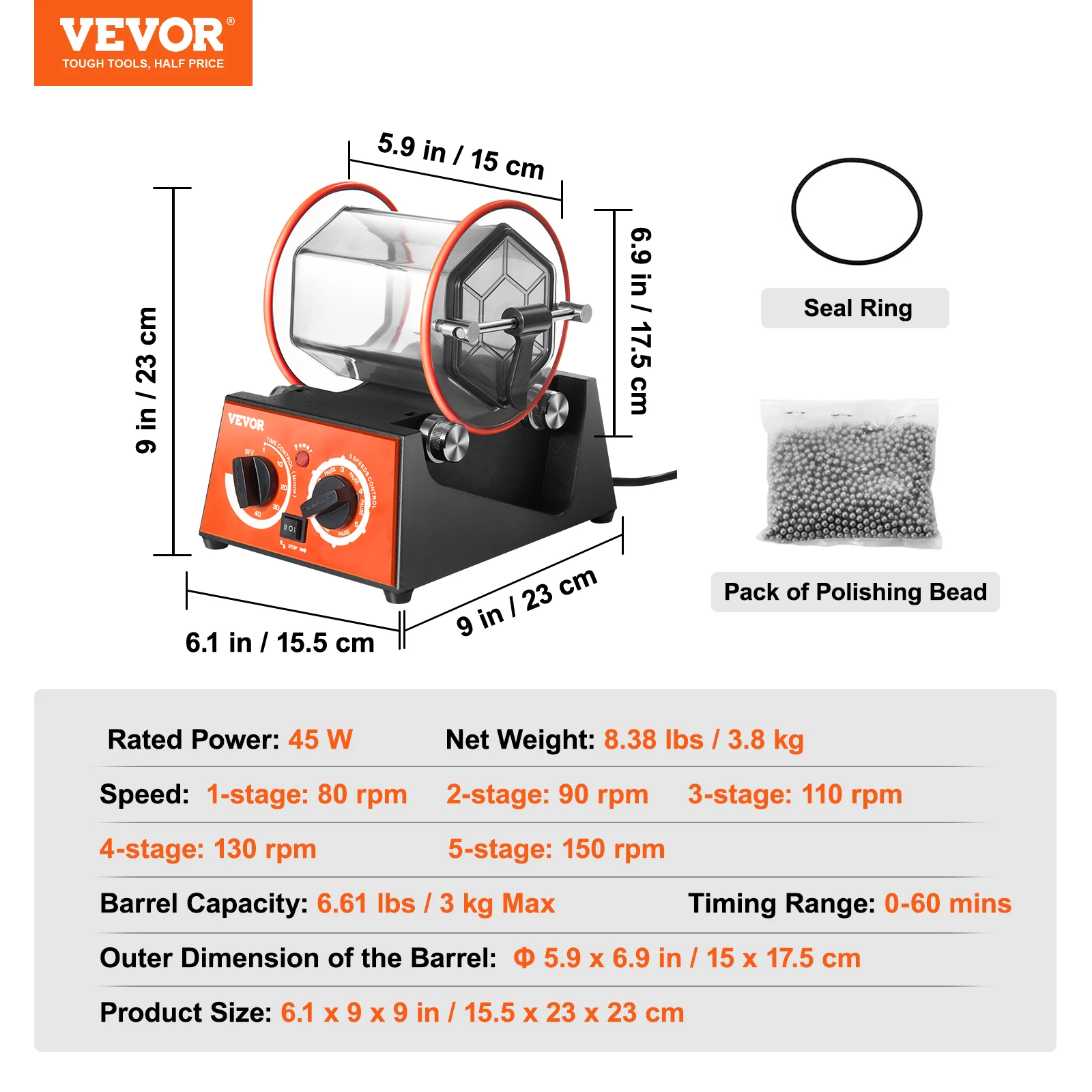 SucceBuy 3kg 5kg Roterende Tumbler Oppervlak Polijstmachine Sieraden Drum Polijstmachine Gem DIY Mini-Tumbler Afwerking gereedschap