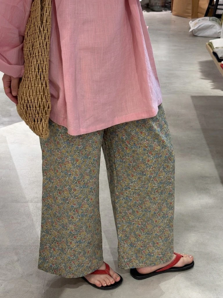Muyan Home Ladies Large Size Cotton Silk Sleepwear Loose Comfortable Floral Print Pants Suitable for Outdoor Wear in Summer