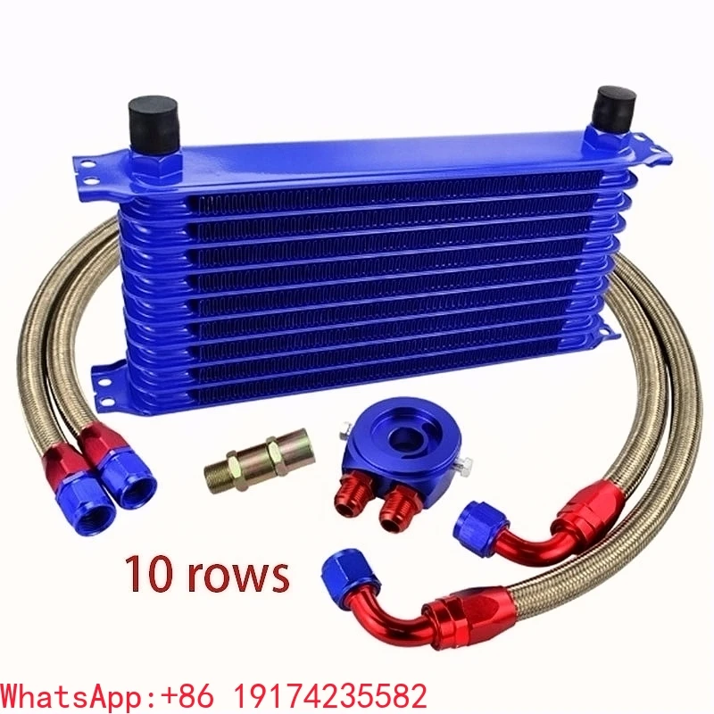 

7/10 131519Row AN10 AN8 Universal Engine Transmission Oil Cooler Racing Performance Aluminum Engine Oil Cooler Blue Black Silver