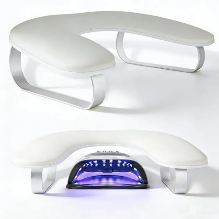 Arm Rest for Nails Tech 10 Inclined, U-Shaped Nail Hand Rest Manicure Arm Rest Stand with Silver Aluminum Alloy Holder Non-sli