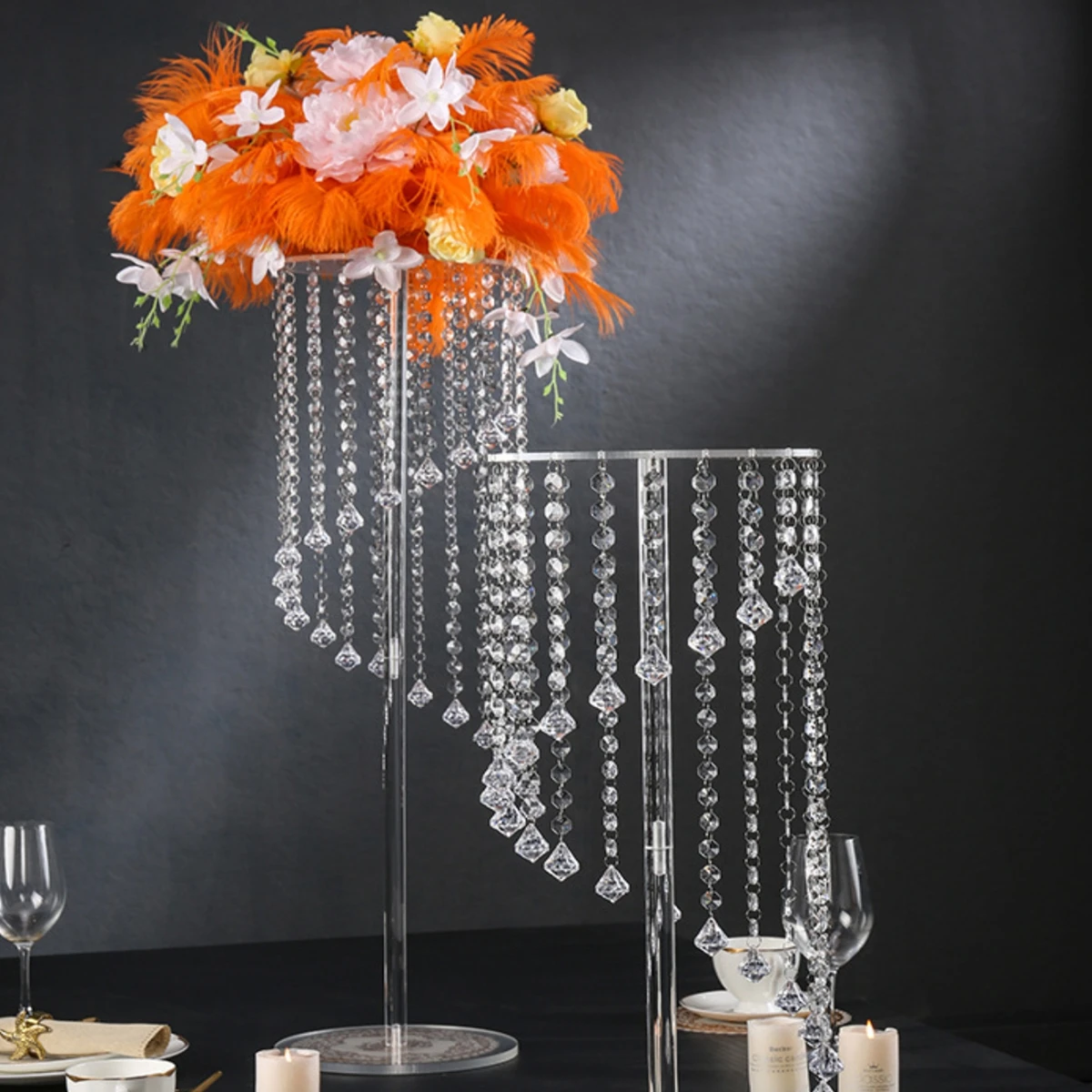 

4pcs/10pcs) 40cm to100cm Acrylic Crystal Wedding Road Lead Table Flower Stand Candlestick Centerpiece Event party Wedding Decor