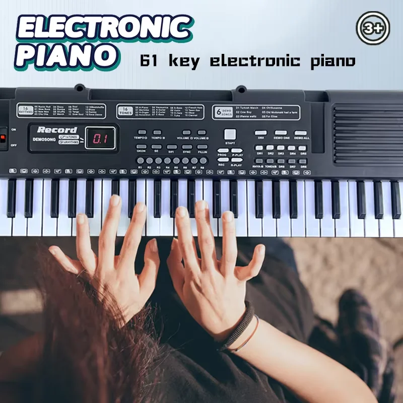 

61-Key Kids Electronic Keyboard Piano with Microphone & USB – Portable Educational Musical Instrument for Children Ages 3+