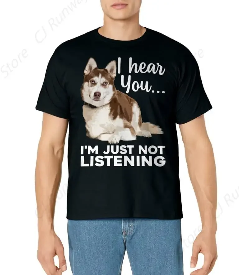 Funny Husky Dog Art For Men Women Siberian Husky Lover T-Shirt Rock T Shirt Hip Hop Streetwear T Shirt Heavy Metal Fashion