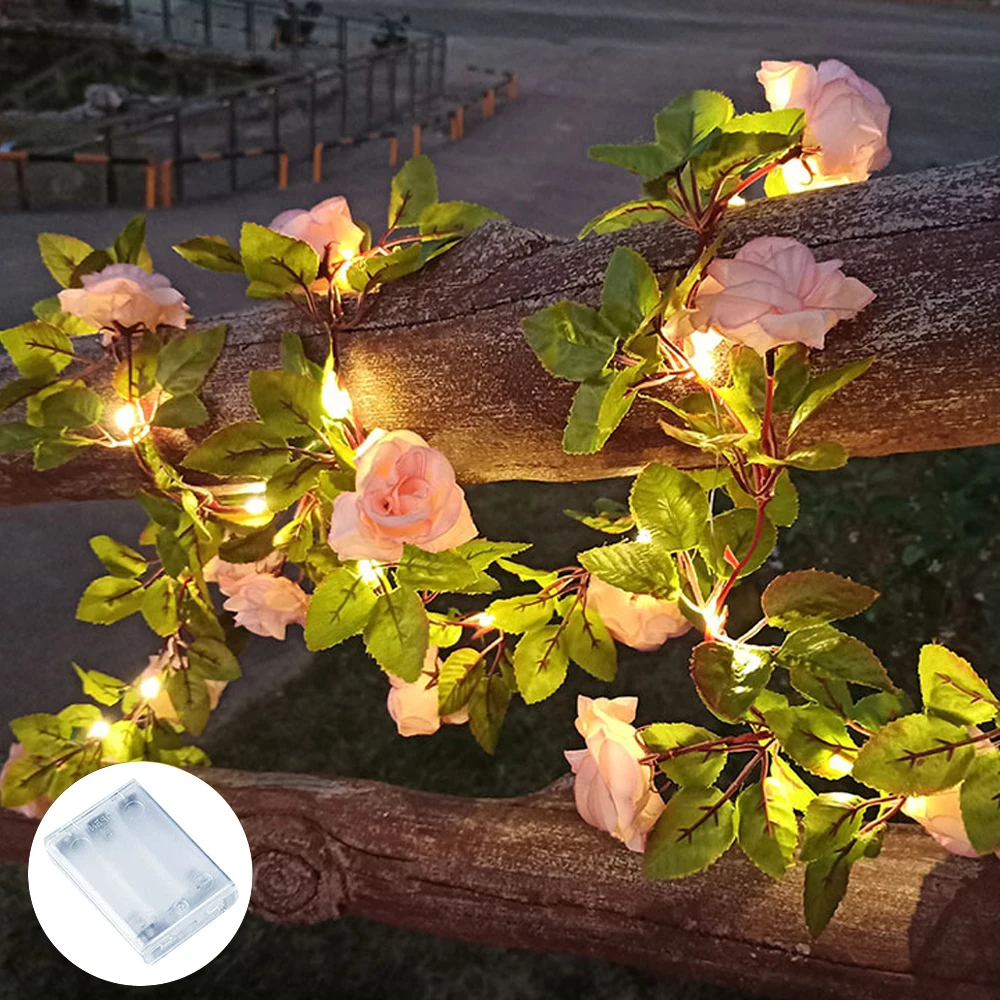 

Plant LED String Lights Ivy Sunflower Rose Garland 2M 5M 50LED Christmas Wedding String Lights for Home Bedroom Wall Patio Decor