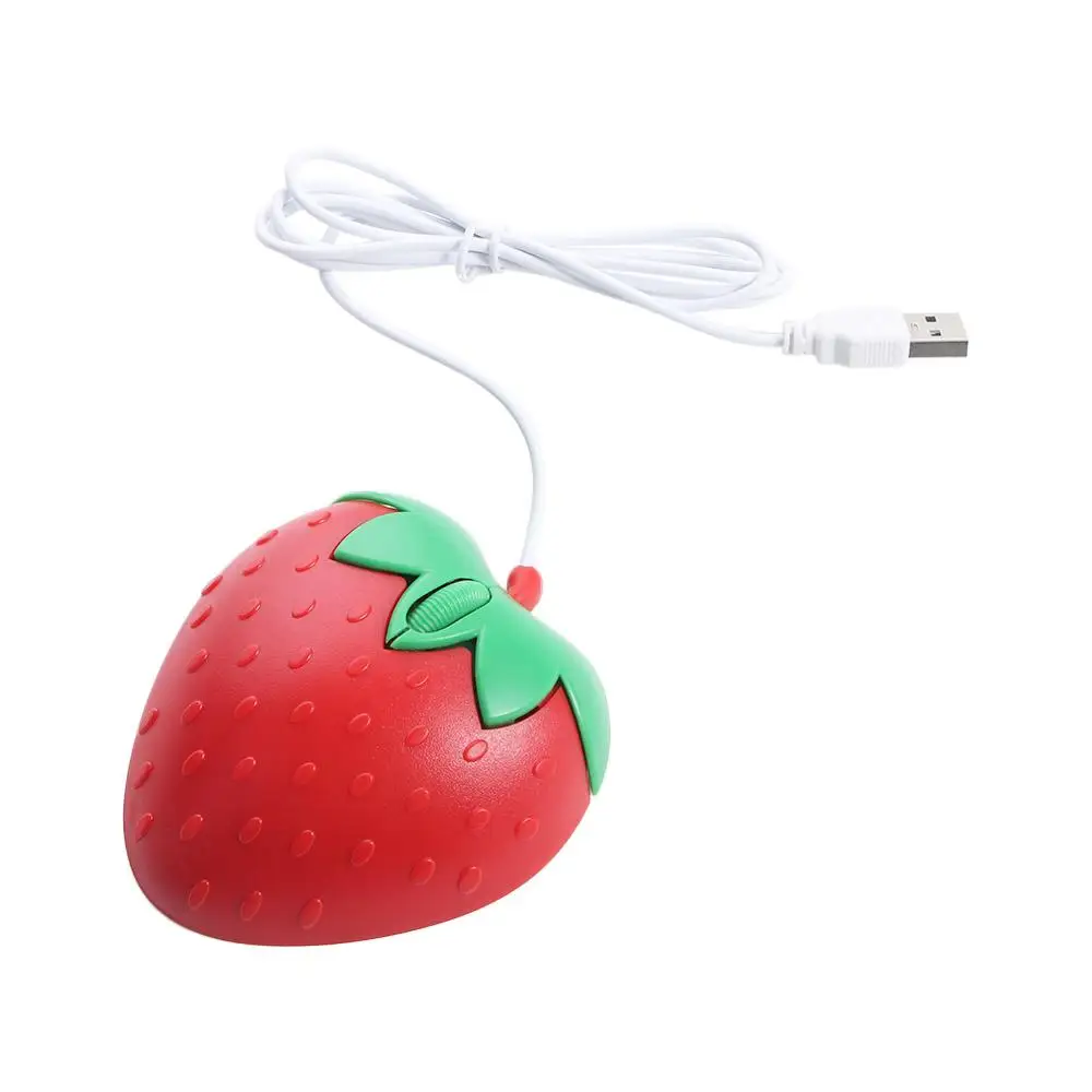Cute Girl Gifts Ergonomic Computer Peripherals Cartoon Strawberry 3D Strawberry Mause Computer Mice Wired Mouse USB Optical