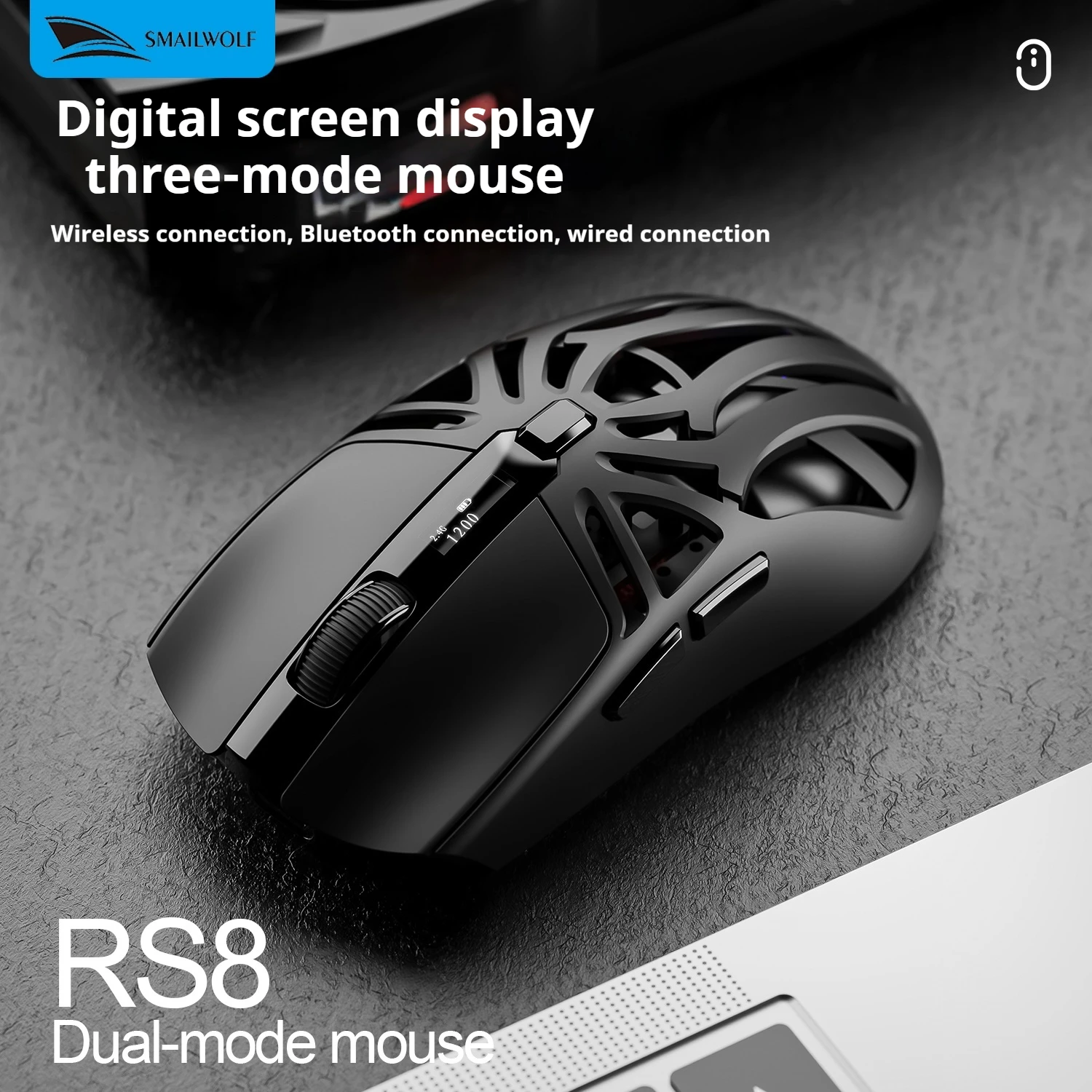 Smailmolf Rs8 Wireless Mouse Paw3395 Sensor Nordic 52840 Chip Two Mode Fps Customized E-Sports Gaming Mouse Computer Accessory