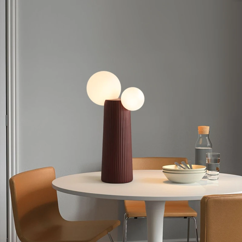 SANDYHA Nordic Table Lamps for Bedroom Bedside Lamp Cactus Design Glass Ball Led Light Dining Table Lighting Living Room Decor