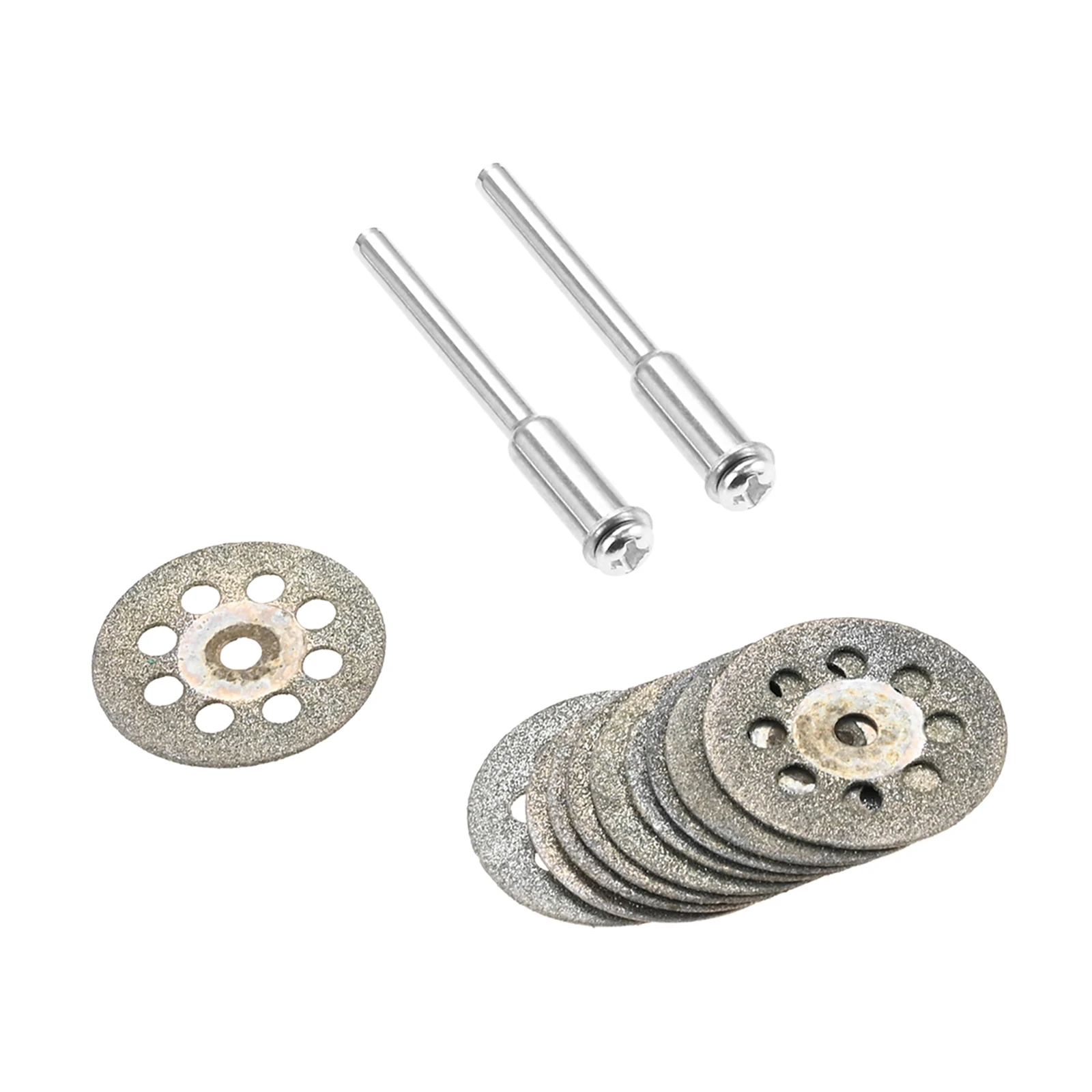 10pcs Diamond Cutting Wheel 22mm Cut Off Discs Coated with 2pcs Mandrel Fit for Dremel Rotary Tools DIY Cutting Sawing Carving
