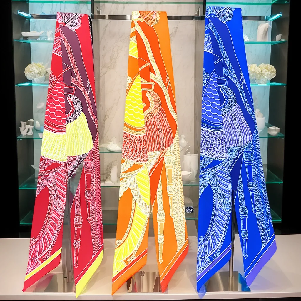 Koreanische Neue Stil Alle Saison Twill Schal Frauen Geschenk Band Haar Bandana HandbagHandle Zubehör Großhandel Geschenk Dekoration