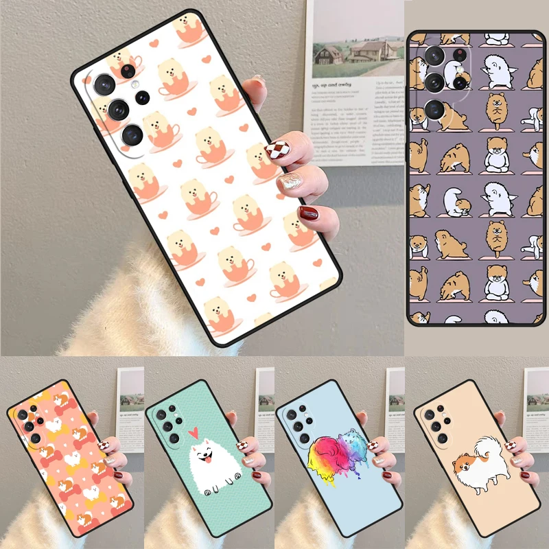 Pomeranian Watercolor Dog Phone Case For Samsung Galaxy note 10 pro S26 S25 S24 S23 S22 Ultra Plus S21 FE S20 Shockproof Cover