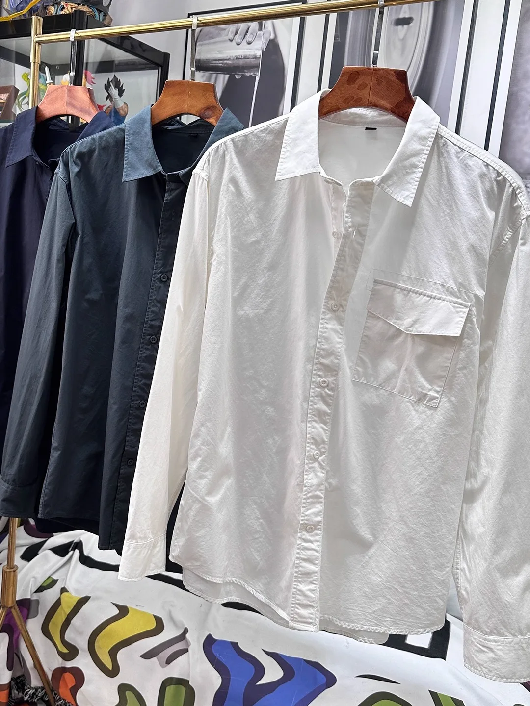 

Waed Cotton irt Uncle Sle Casual Long Sve Color Simple Design Men's Faionable irt Stand Fit Youth Apparel