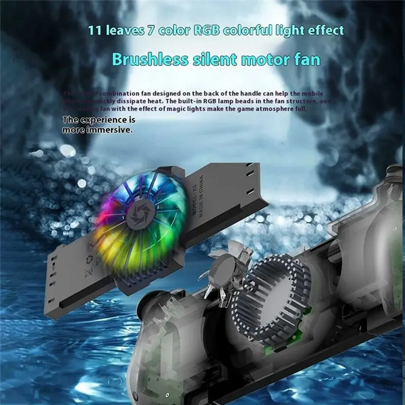 Y44A X5mini Wireless Mobile Phone Gaming Controller with Cooling Fan Bluetooth Stretchable Gamepad for Android iOS PC