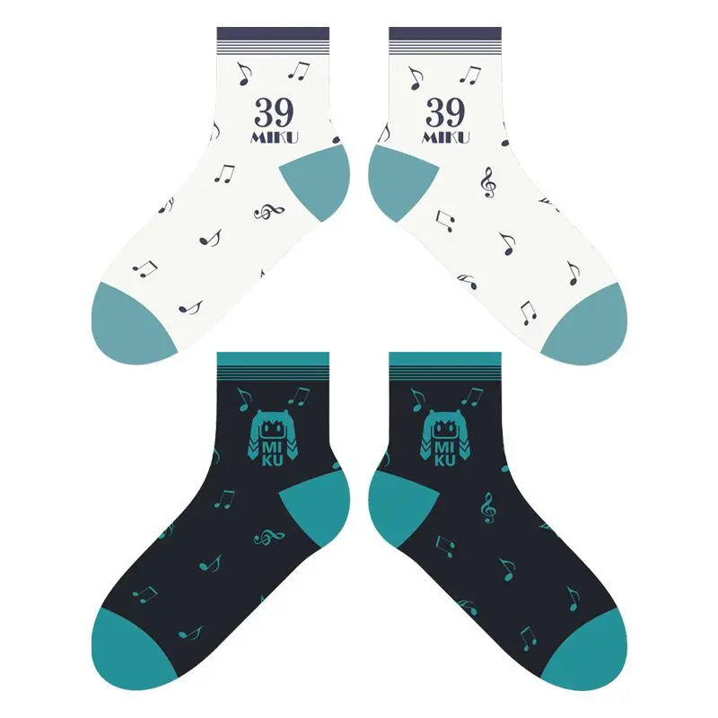 Hatsune Miku two-dimensional anime men and women new personalized creative simple breathable mid-tube four-season cotton socks