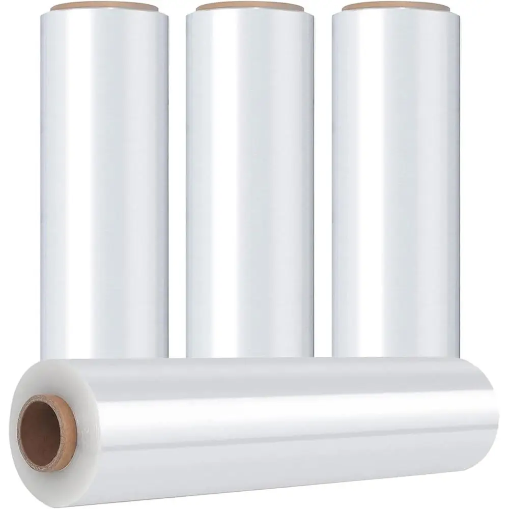 20 Heavy Duty Clear Stretch Wrap Roll, 1500ft Industrial Strength Film, 80 Gauge, 4 Rolls for Pallet, Shipping & Moving