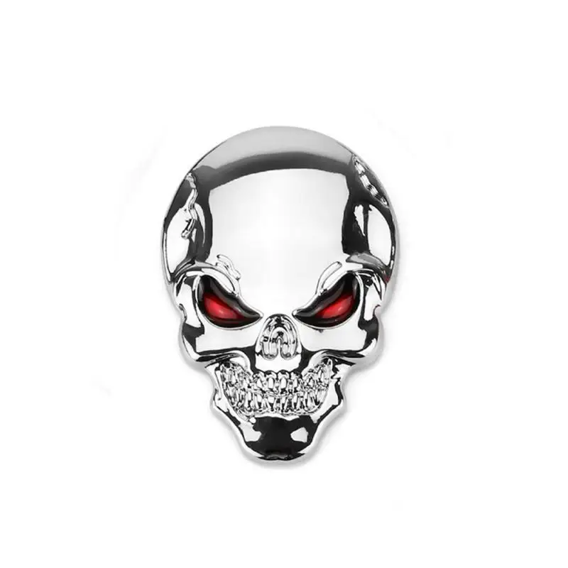 Scooter Sticker Metal Chrome Sliver Car Emblem Badge Decal Car Motor Stickers 3D Stickers Skull Bone