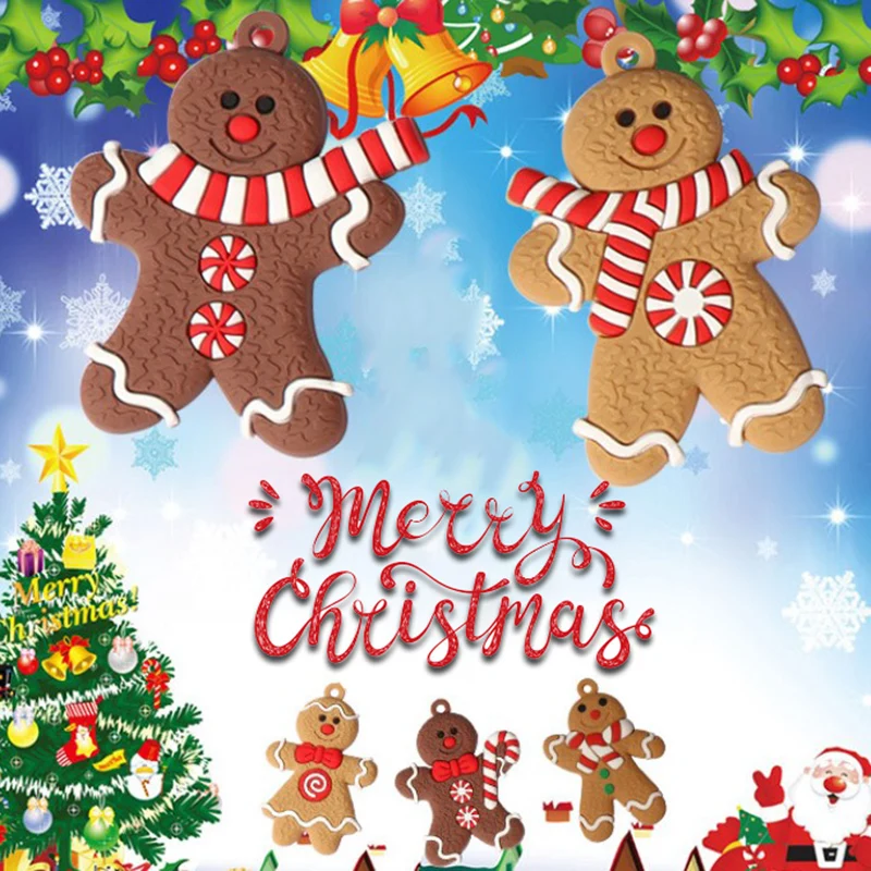 12Pcs Gingerbread Man Ornaments For Christmas Tree Decorations Hanging Charms Figurine Holiday Pendant Decoration