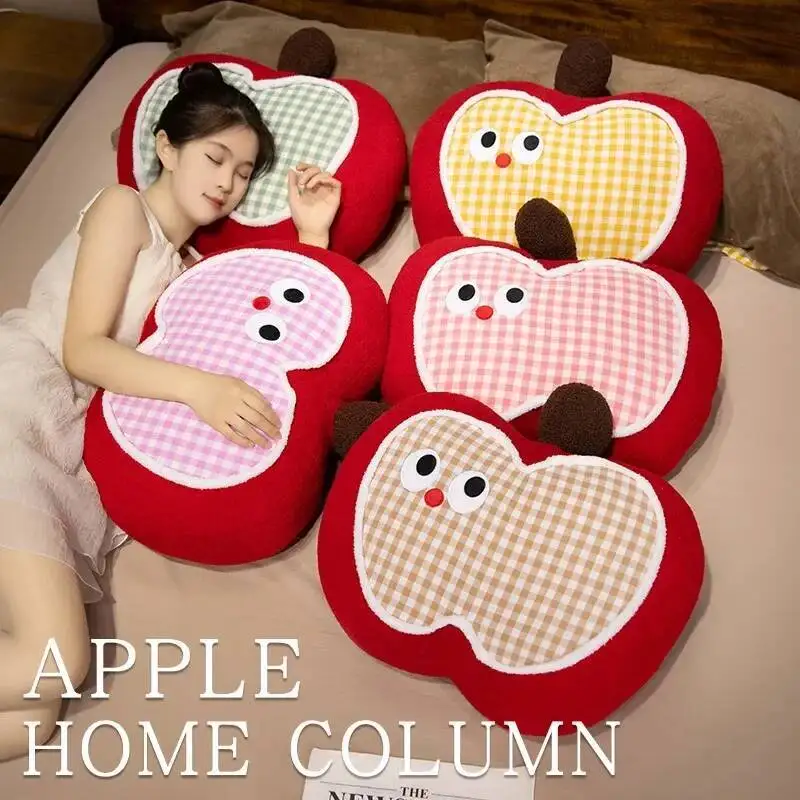 Squishy Apple Plush Toy Pillow Stuffed Soft Funny Fruit Check Apple Doll Cute Huggable Pillow Kids Christmas Birthday Gift