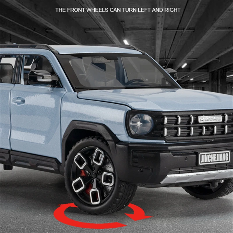 1:24 Haval X-DOG SUV Alloy Car Model Diecast Metal Off-road Vehicles Car Model High Simulation Sound and Light Children Toy Gift