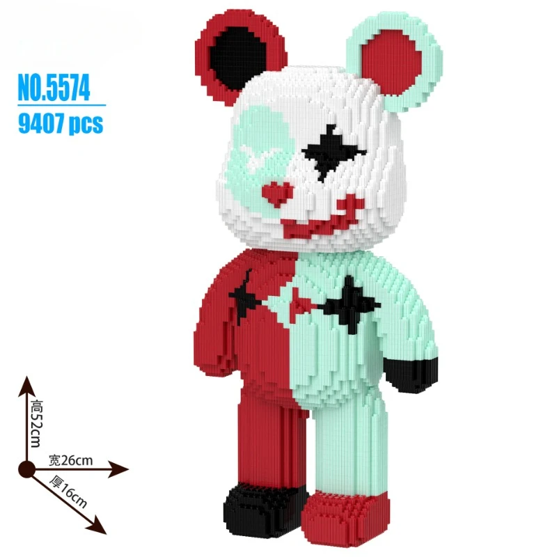 52cm urso policial palhaço urso bloco de construção 3d montagem ornamento descompressão quebra-cabeça pai-filho brinquedo blocos de construção