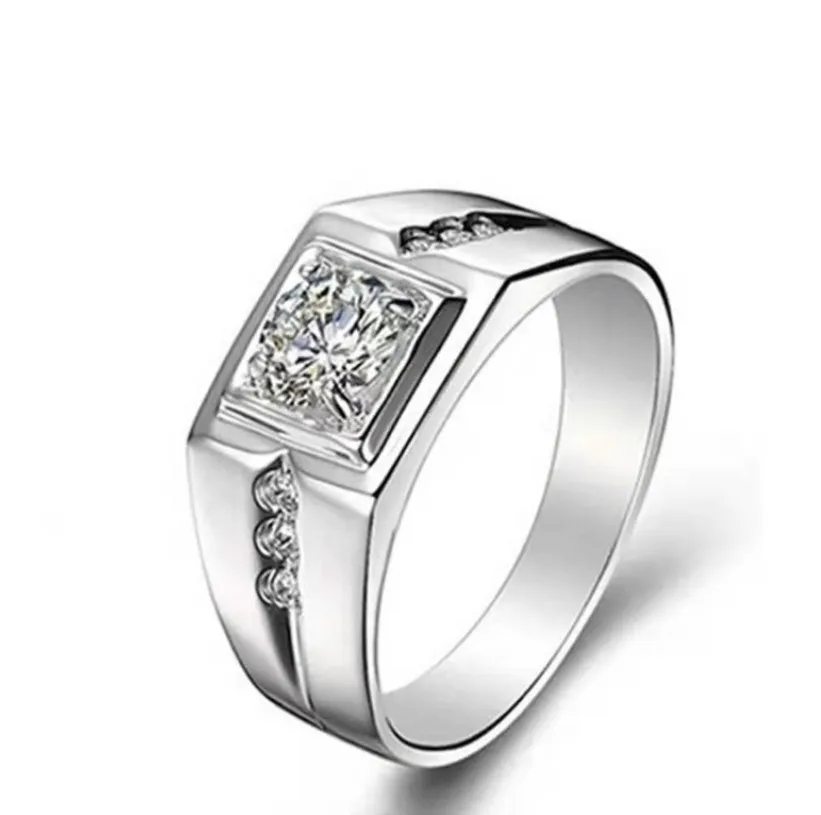 Hot Sale Unisex Ring Women Men Silver Color Inlaid Crystal Rhinestone Zircon Metal Ring for Party Jewelry Size 6-13