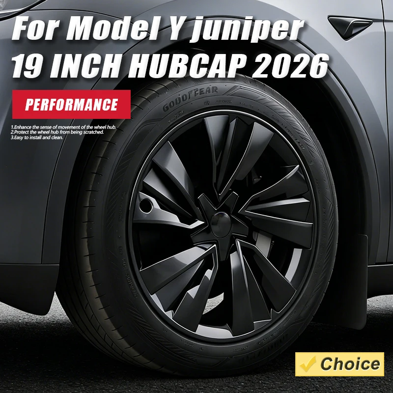 Crossflow Wheels Cover 4PCS Hub Cap for Tesla New Model Y Juniper 19 Inch Performance Full Rim Tire Car Accessories 2025 2026