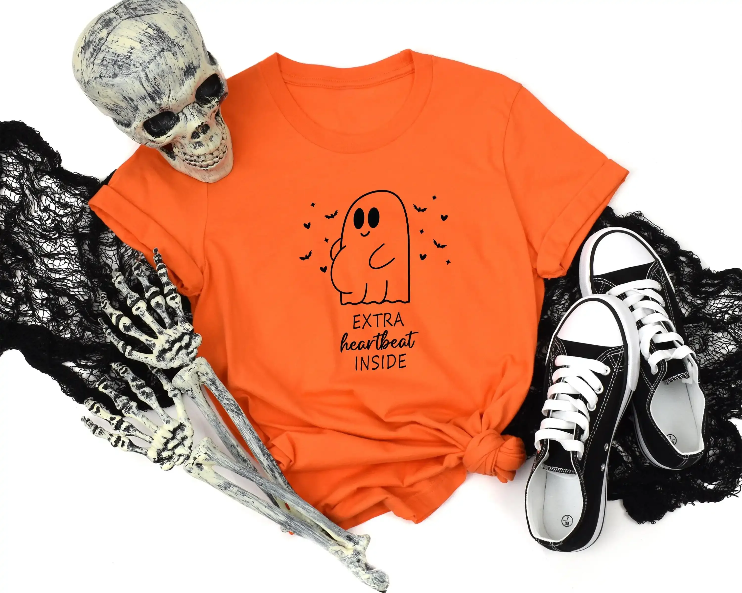 Extra Heartbeat Inside T Shirt Halloween Pregnancy Funny Soon To Be Mom Reveal Party