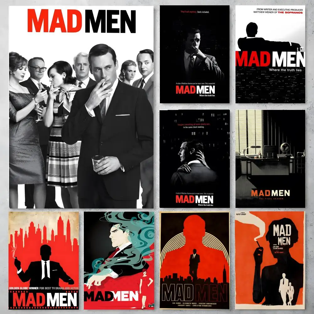 TV Series Mad Men Poster Self-adhesive Art Waterproof Paper Sticker Coffee House Bar Room Wall Decor