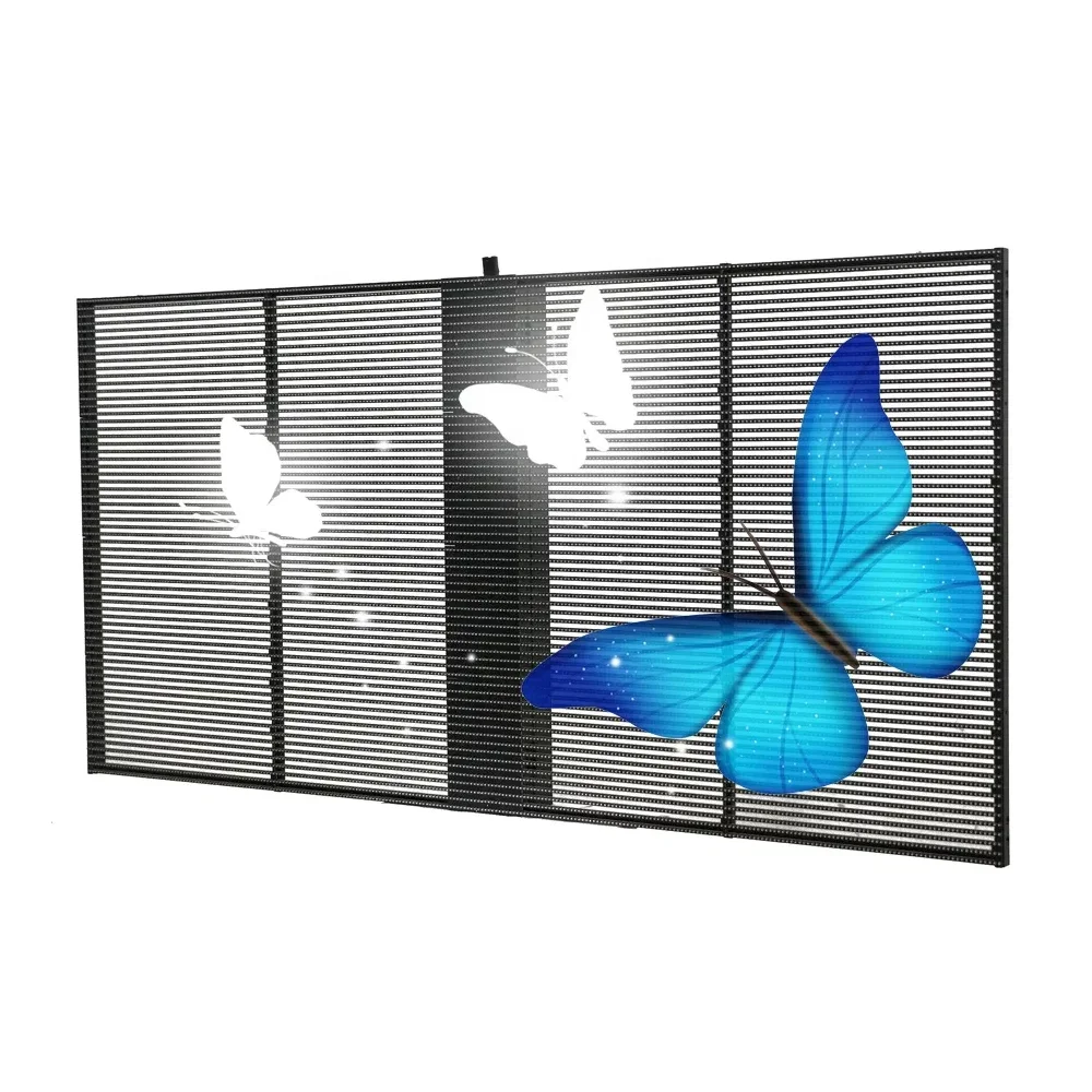 High Brightness P3.91-7.8 Mesh Transparent LED Display for Window and Advertising Ultra-Thin Video Wall